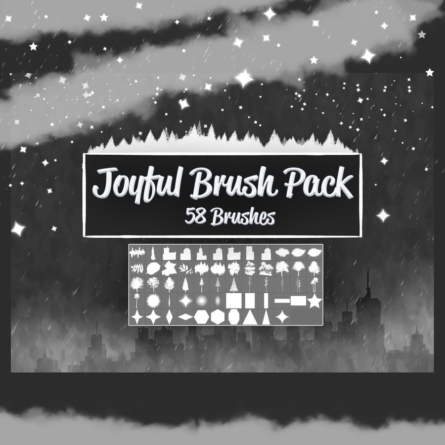 Photoshop brushes buildings, trees, silhouette