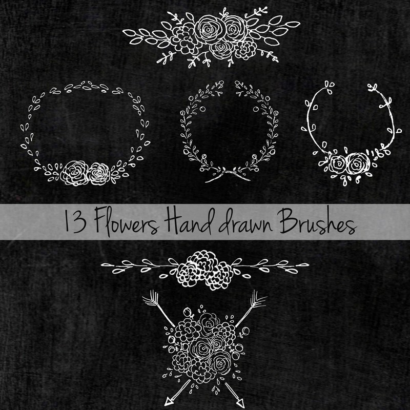 Photoshop brushes hand drawn, flowers